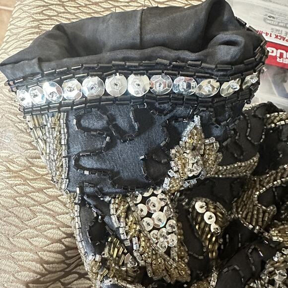 BLACK TIE He-ro Industries BEADED SEQUINED EVENING FORMAL Art Deco PARTY Dress - Picture 12 of 12